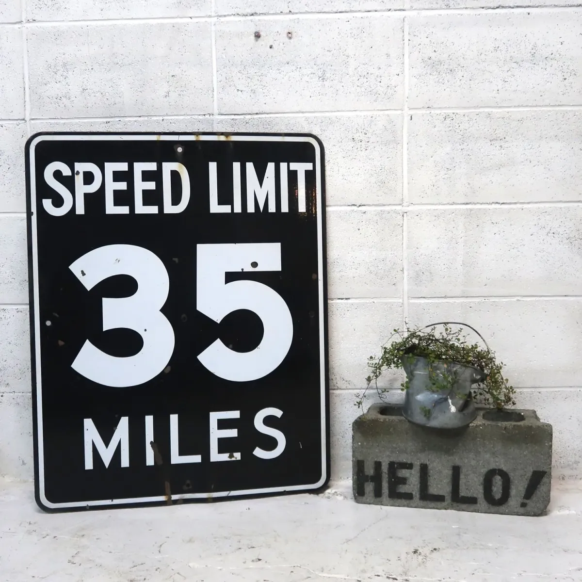 SPEED LIMIT 35 MILES ロードサイン ホーロー