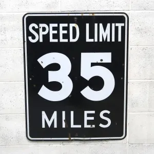 SPEED LIMIT 35 MILES ロードサイン ホーロー