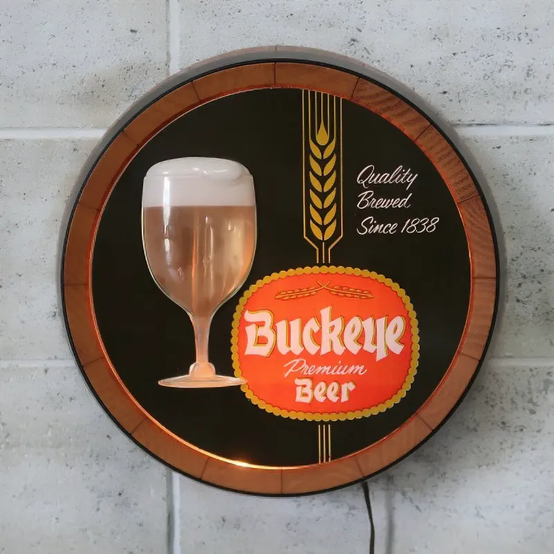 Buckeye Beer ビンテージ モーションライトサイン 樽型