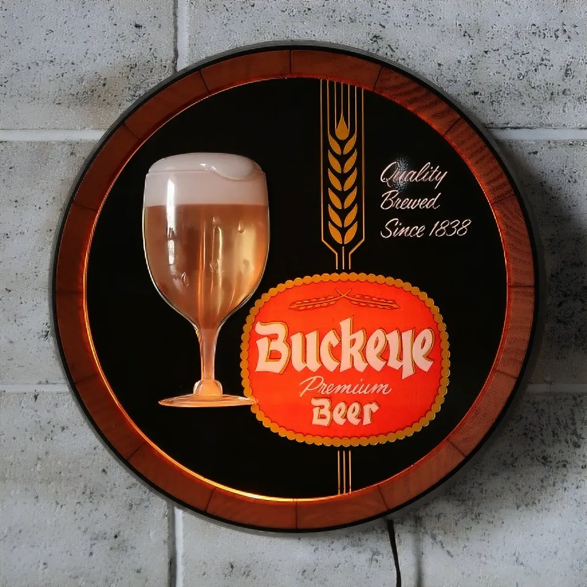 Buckeye Beer ビンテージ モーションライトサイン 樽型