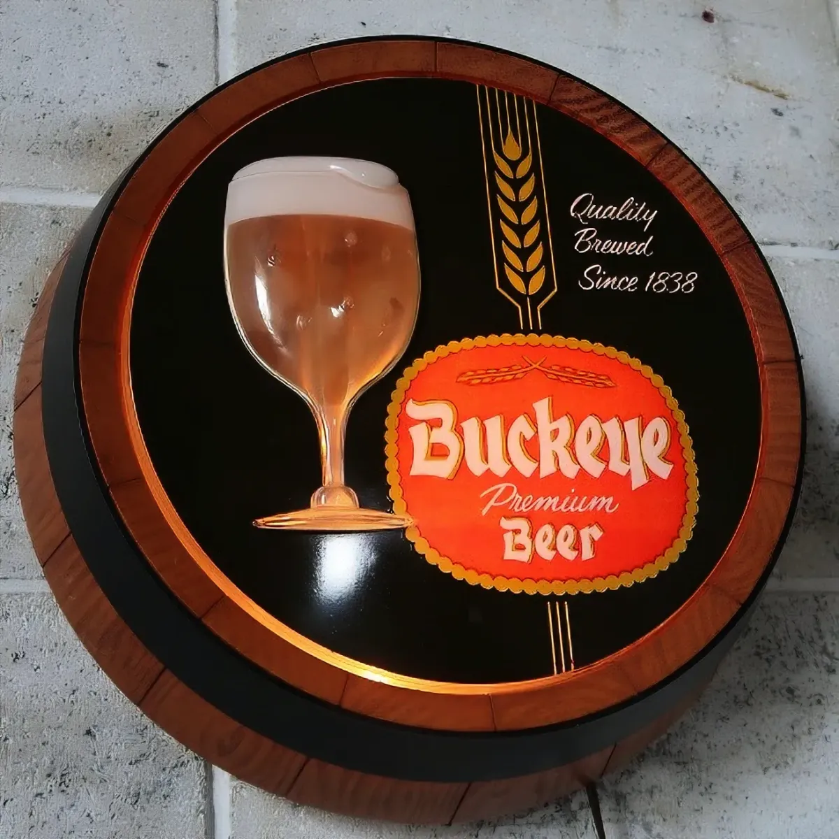 Buckeye Beer ビンテージ モーションライトサイン 樽型