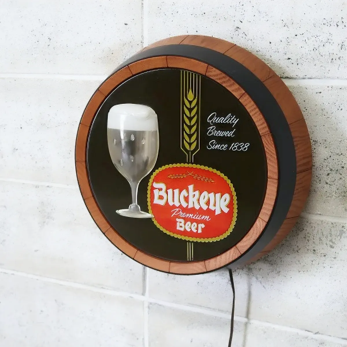 Buckeye Beer ビンテージ モーションライトサイン 樽型