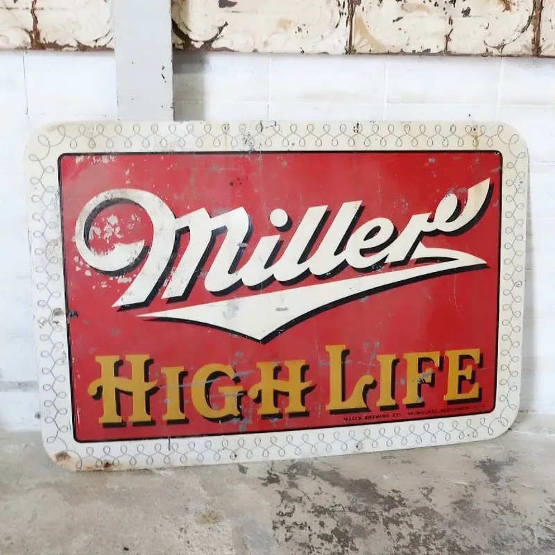 50's〜Miller HIGH LIFE ビンテージ 大型メタル看板 両面