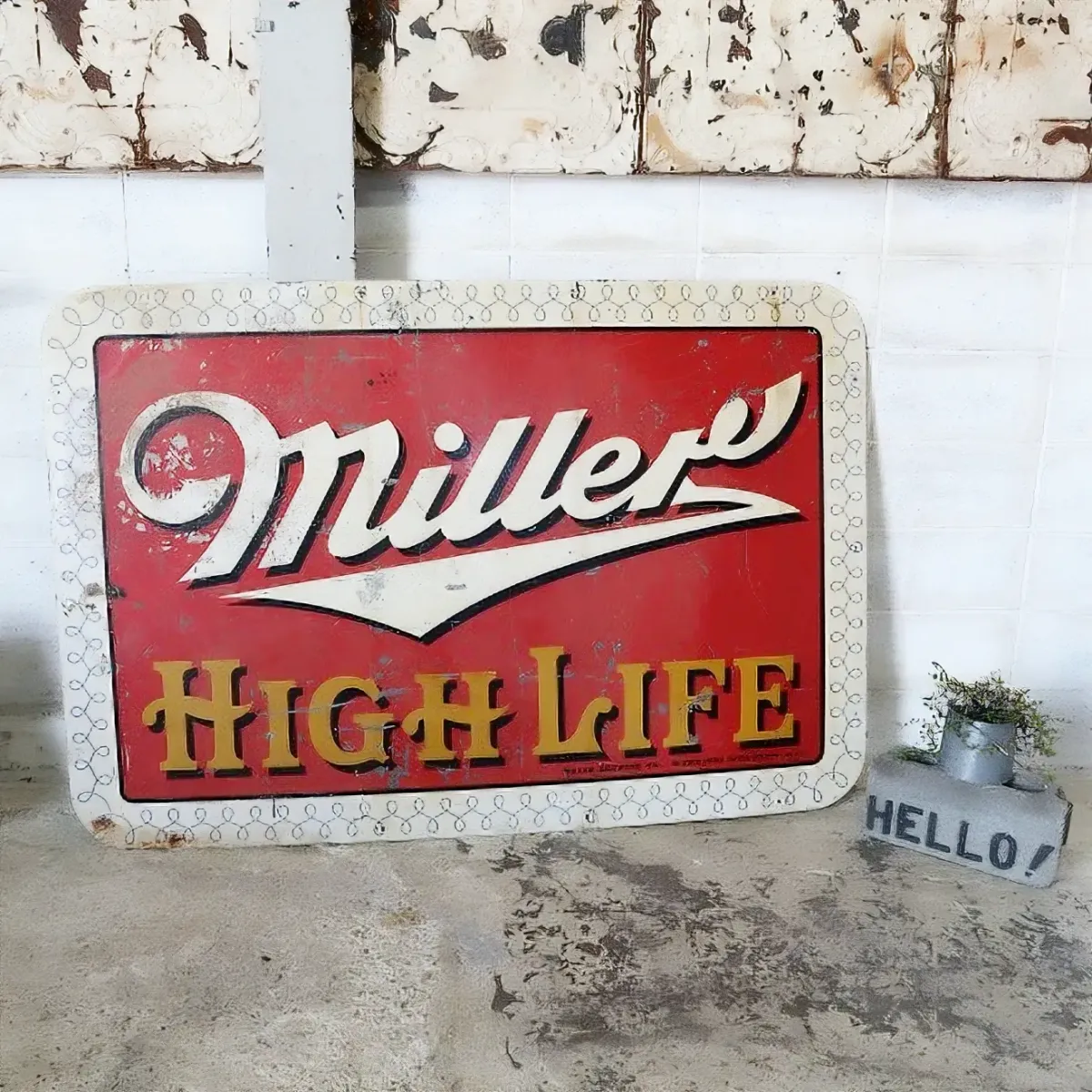 50's〜Miller HIGH LIFE ビンテージ 大型メタル看板 両面