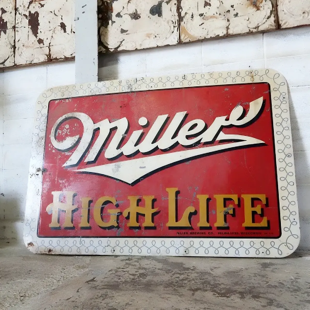 50's〜Miller HIGH LIFE ビンテージ 大型メタル看板 両面