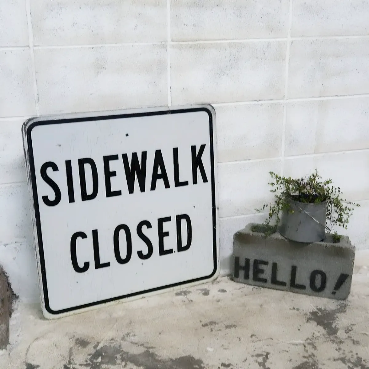 SIDEWALK CLOSED ビンテージ ロードサイン