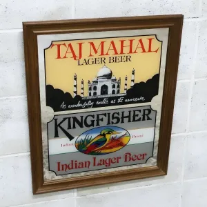 TAJ MAHAL LAGER BEER×KINGFISHER ビンテージ パブミラー