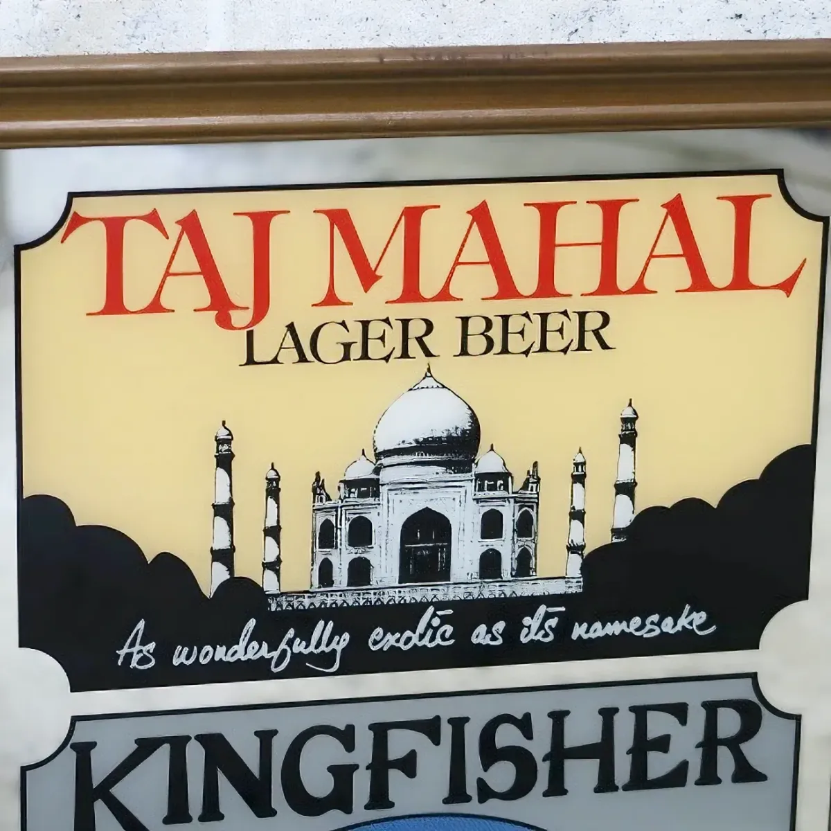 TAJ MAHAL LAGER BEER×KINGFISHER ビンテージ パブミラー