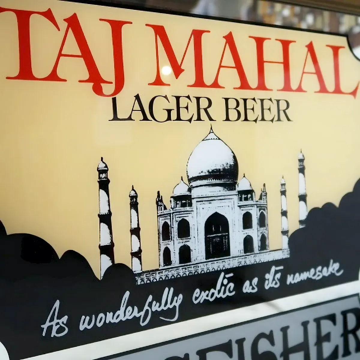 TAJ MAHAL LAGER BEER×KINGFISHER ビンテージ パブミラー