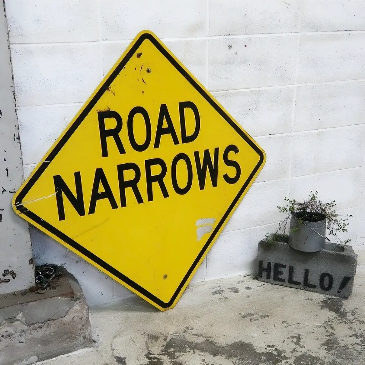 ROAD NARROWS ビンテージ 大型ロードサイン