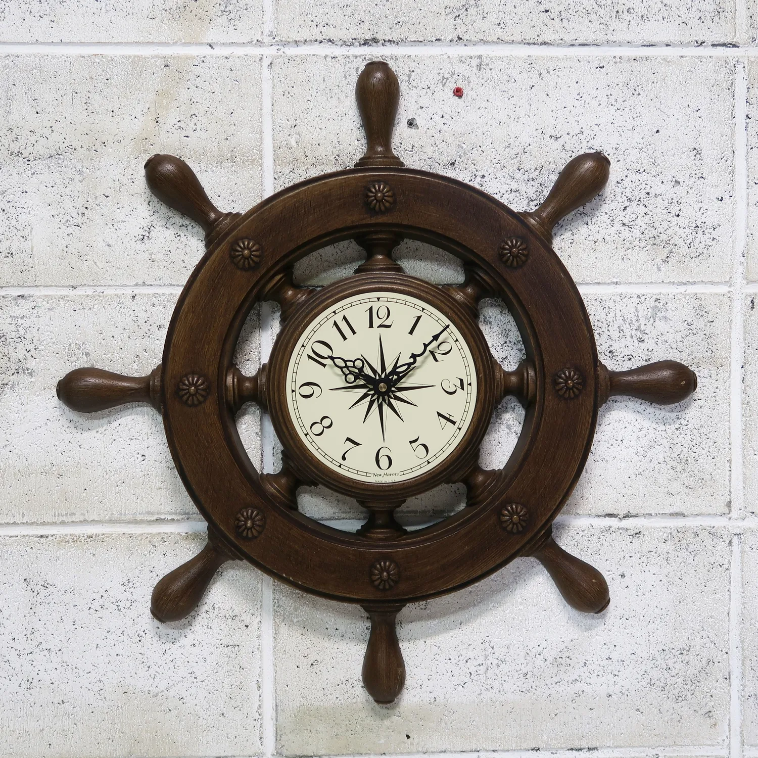 時計　アンティーク　ビンテージ　BURWOOD社製ウォールクロック BURWOOD PRODUCTS ウォールクロック 操舵輪 ｜ glow ANTIQUES