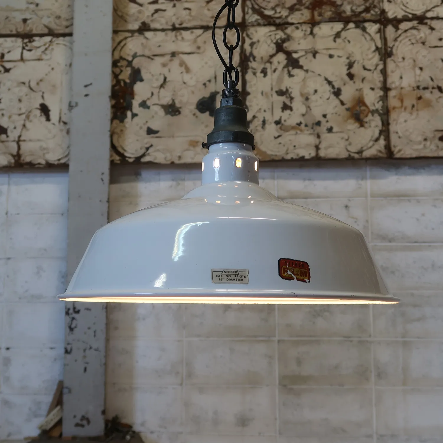インダストリアル　ビンテージ　ランプ　1142 ビンテージ ホーロー ファクトリーランプ ｜ glow ANTIQUES
