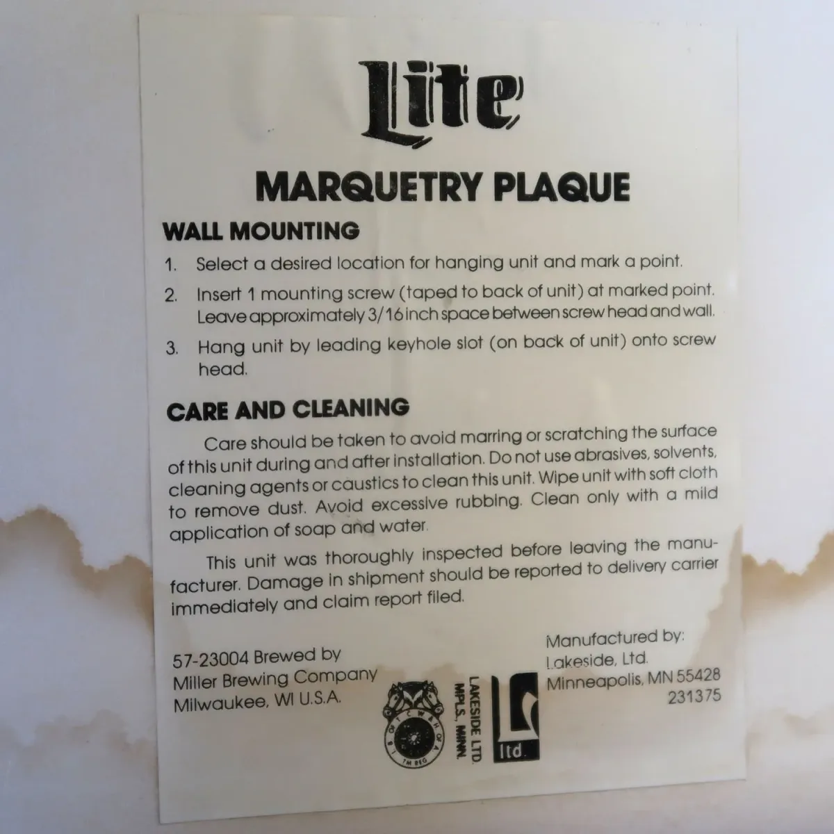 Miller Lite ビンテージ ウォールサイン