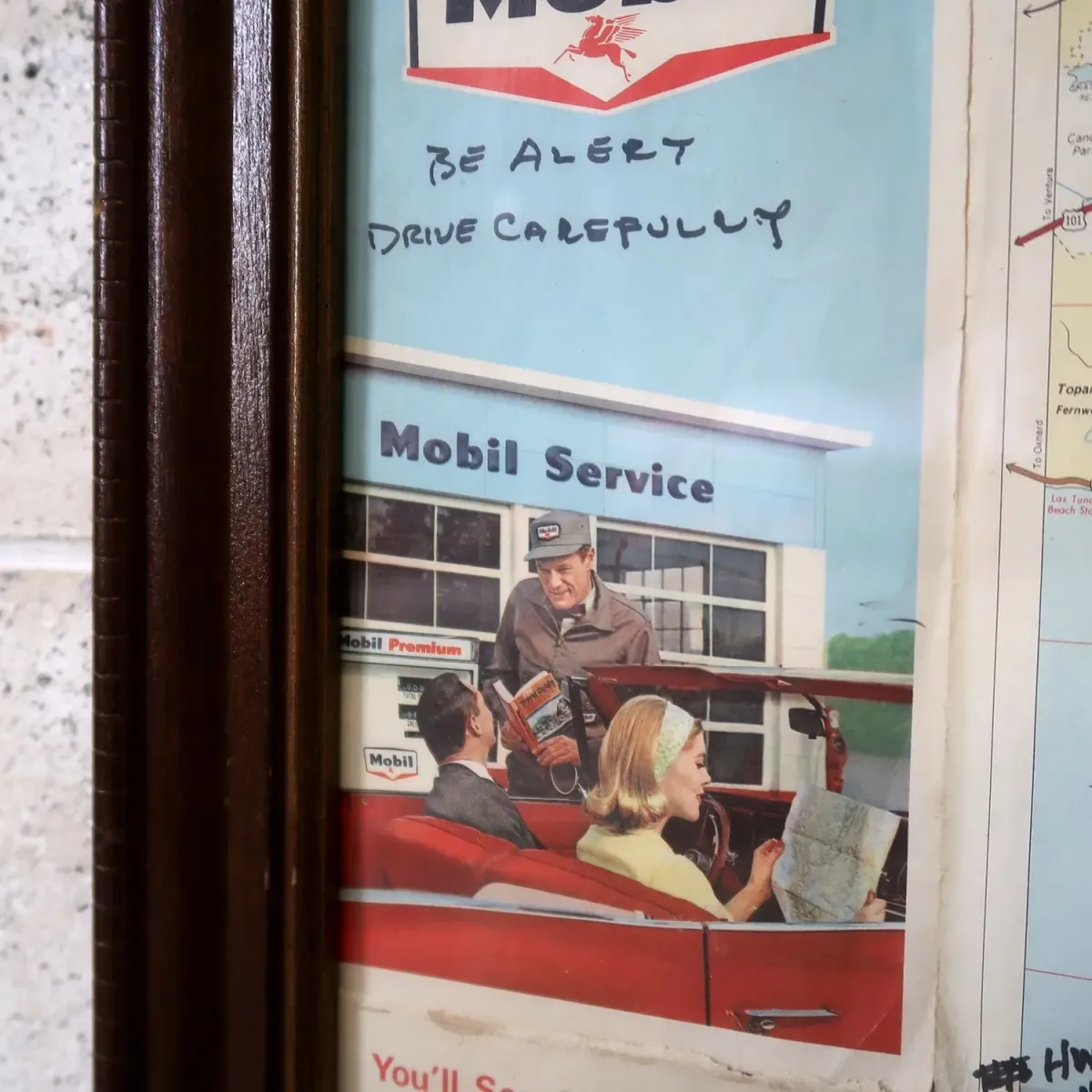 Mobil ビンテージ マップ 額装