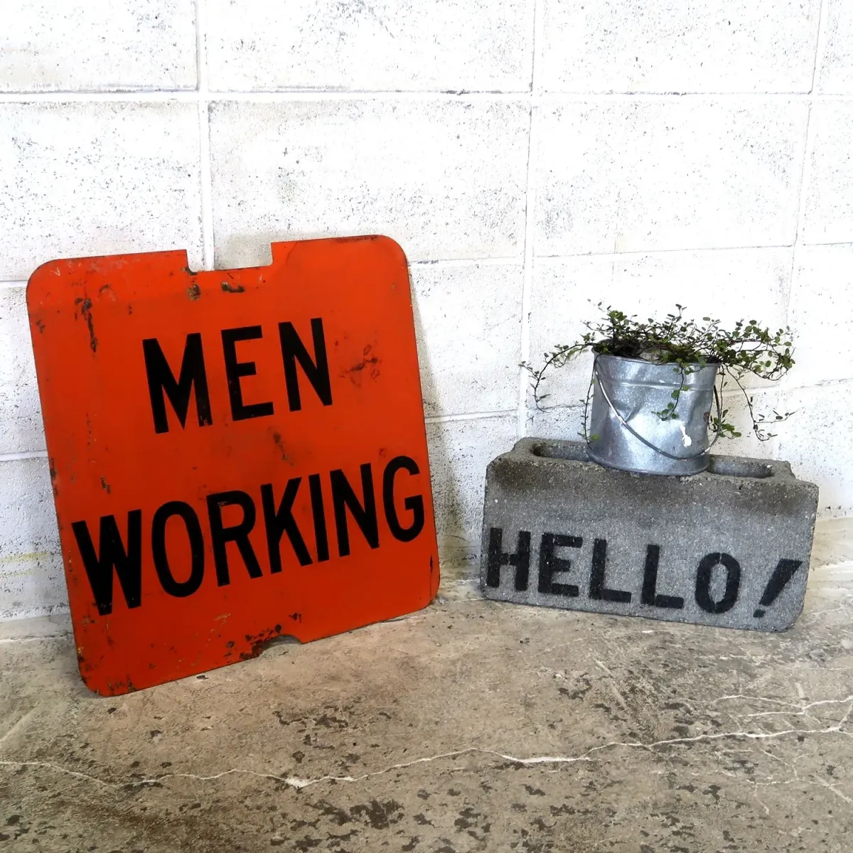 MEN WORKING ビンテージ 両面メタルサイン