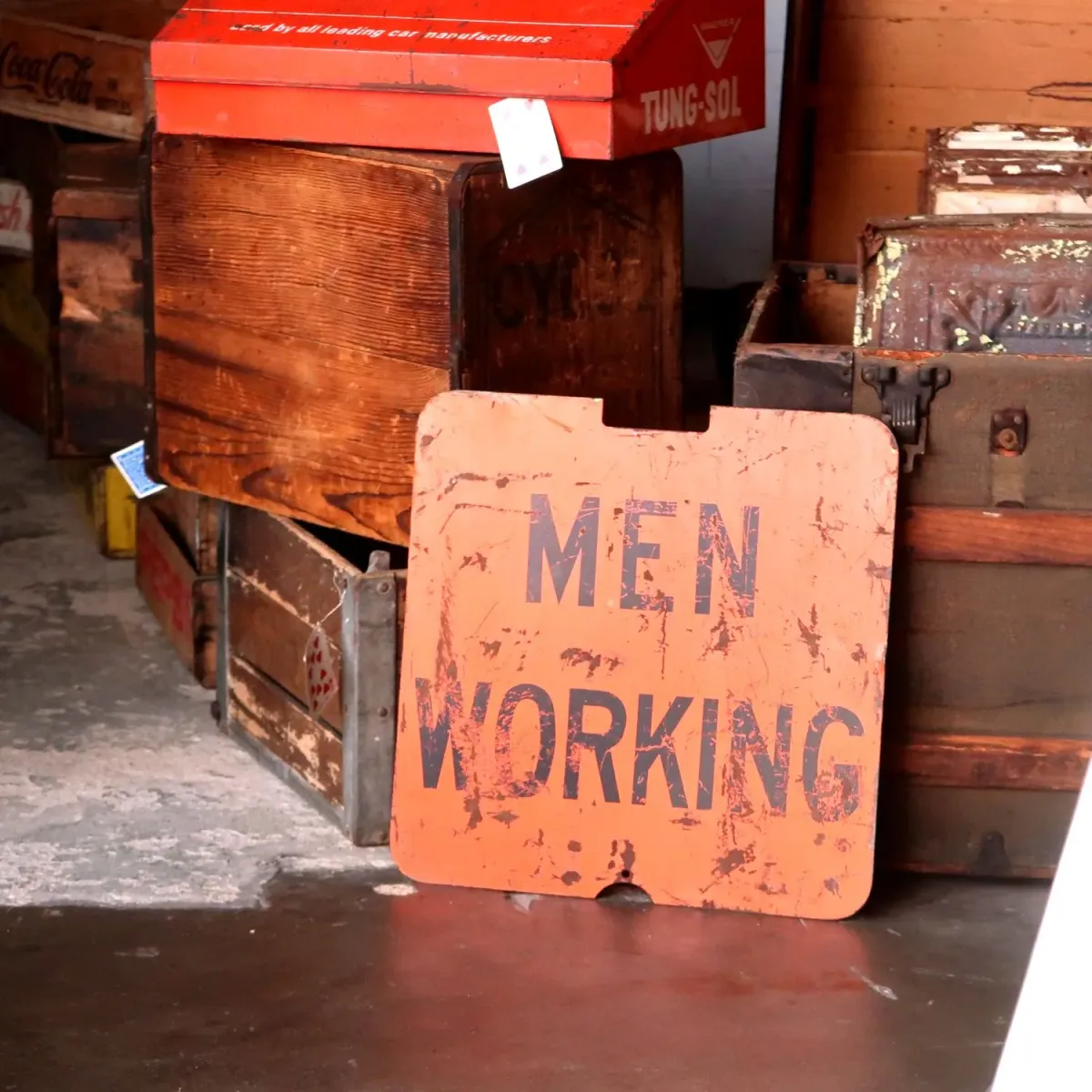 MEN WORKING ビンテージ 両面メタルサイン