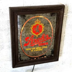 Stroh's BEER ビンテージ ライトサインパブミラー