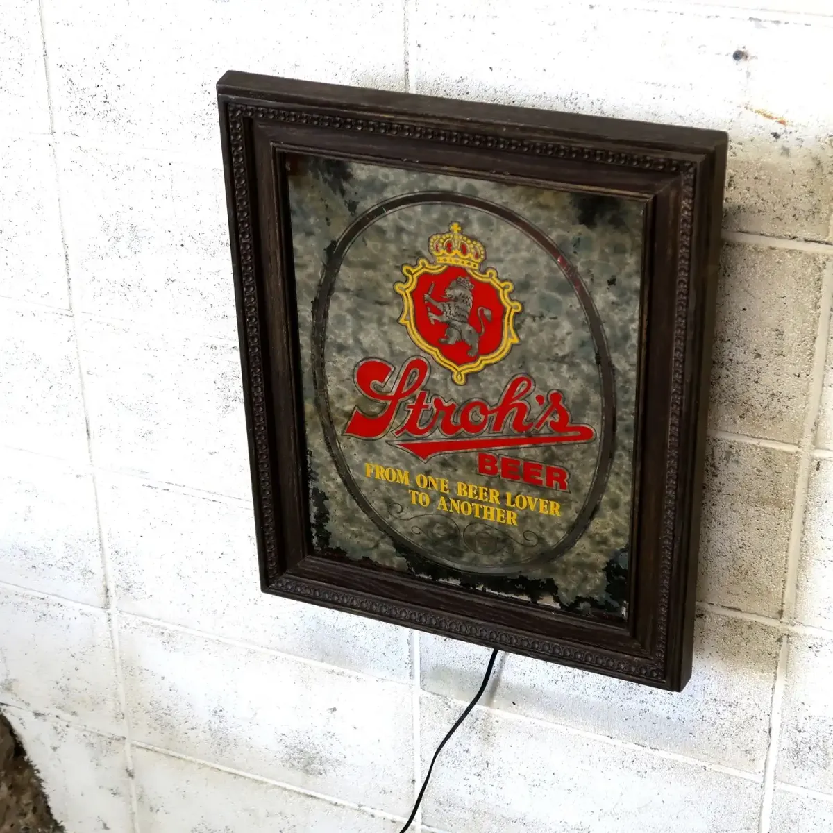 Stroh's BEER ビンテージ ライトサインパブミラー