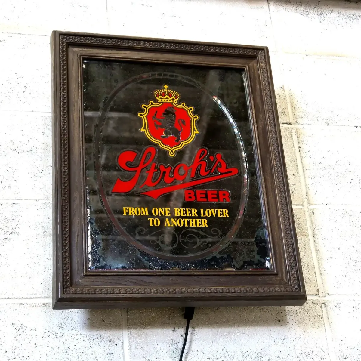 Stroh's BEER ビンテージ ライトサインパブミラー