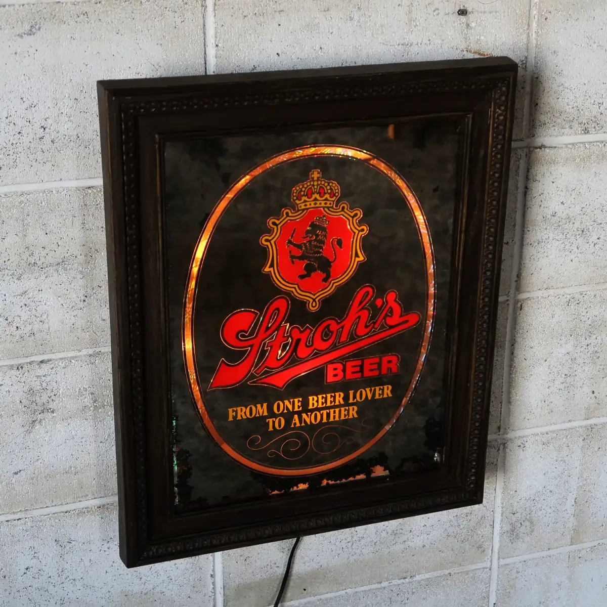 Stroh's BEER ビンテージ ライトサインパブミラー
