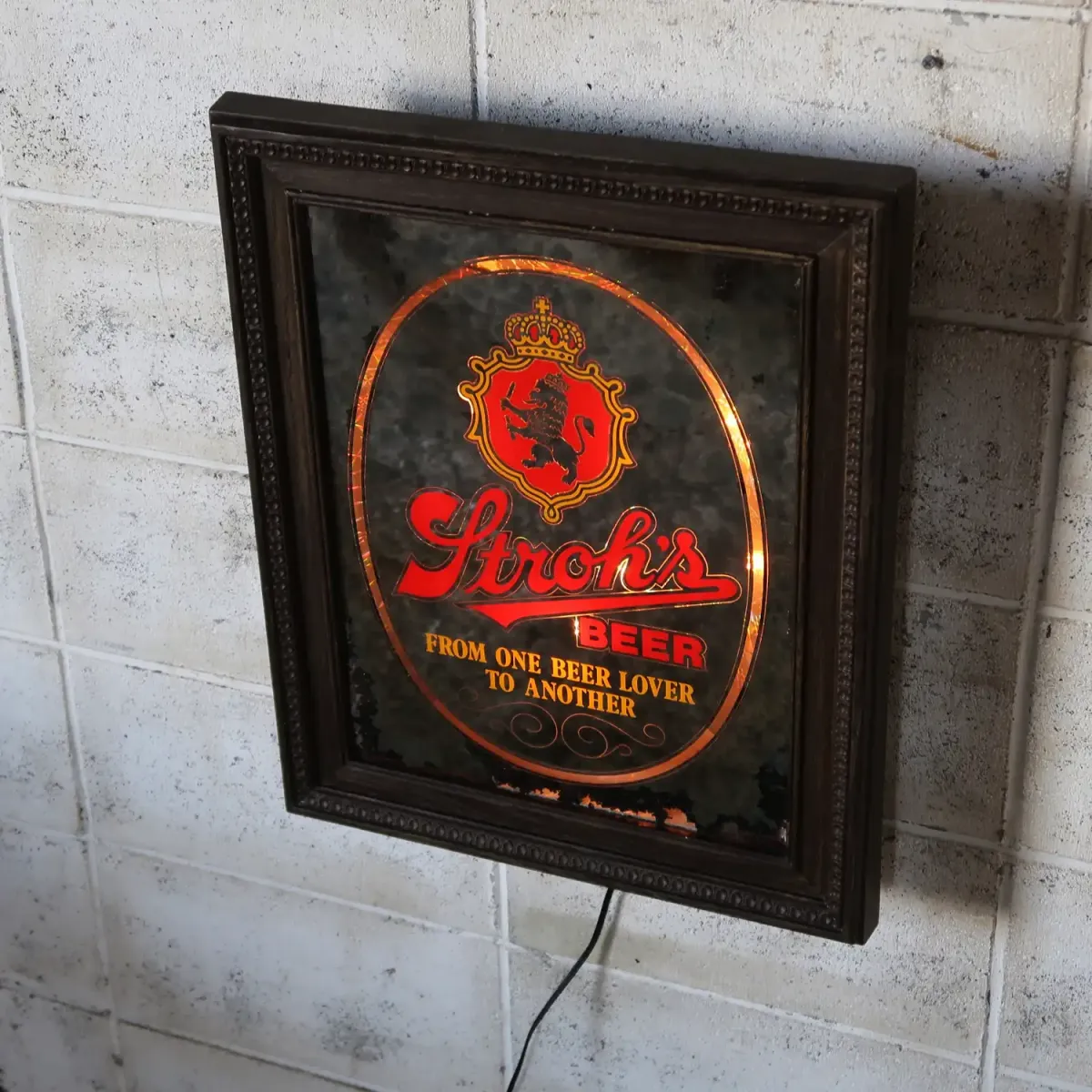 Stroh's BEER ビンテージ ライトサインパブミラー