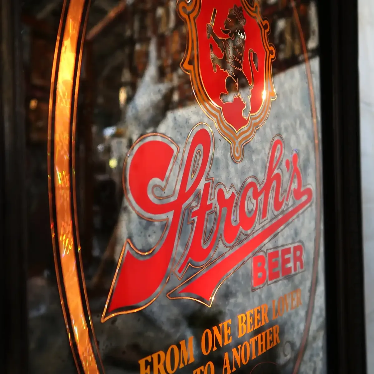 Stroh's BEER ビンテージ ライトサインパブミラー