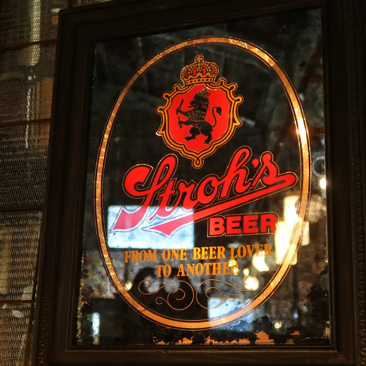 Stroh's BEER ビンテージ ライトサインパブミラー
