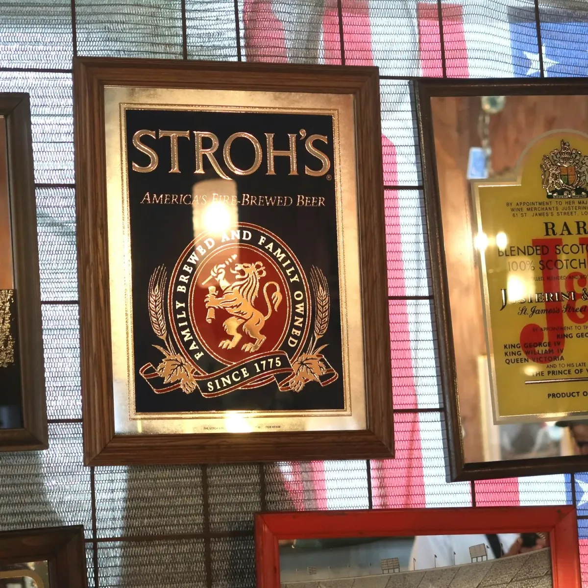 STROH'S ビンテージ パブミラー