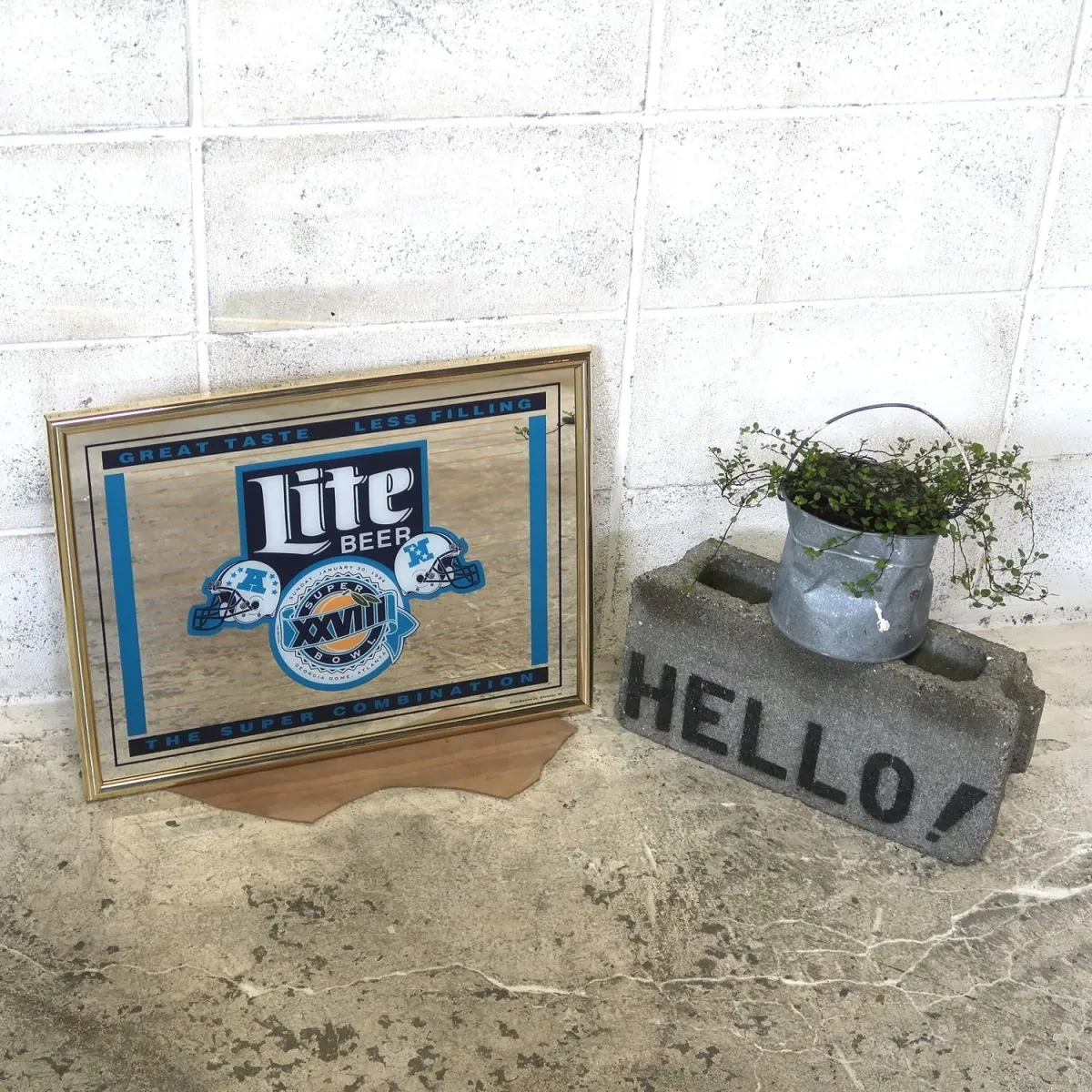 SUPER BOWL×Miller Lite ビンテージ パブミラー