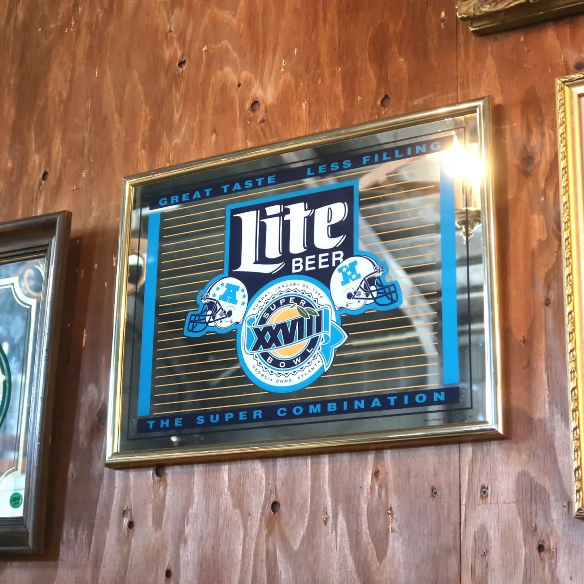 SUPER BOWL×Miller Lite ビンテージ パブミラー