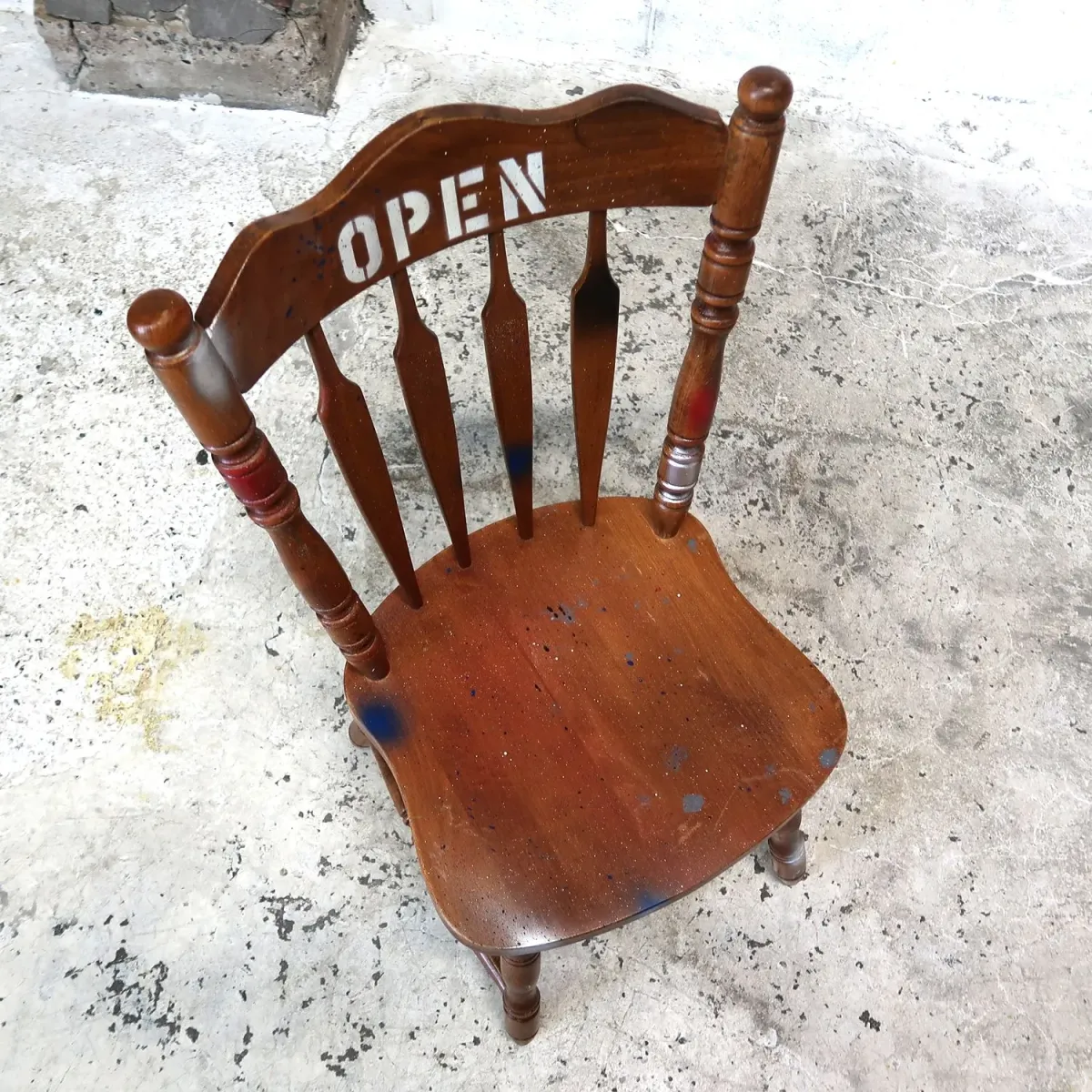 OPENサイン ビンテージ ウッドチェア