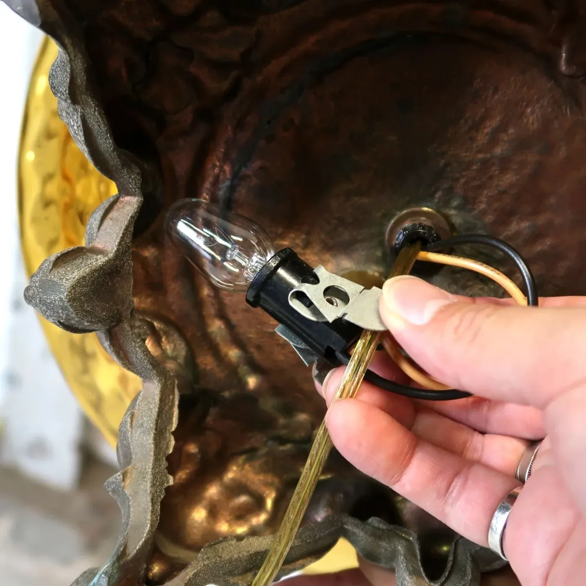 アンティーク ガラスベース テーブルランプ