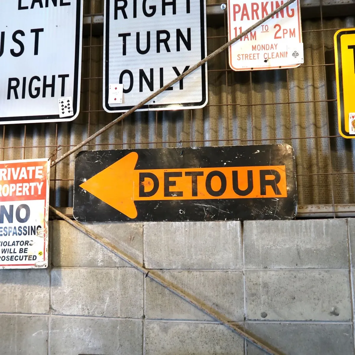 DETOUR ビンテージ ロードサイン