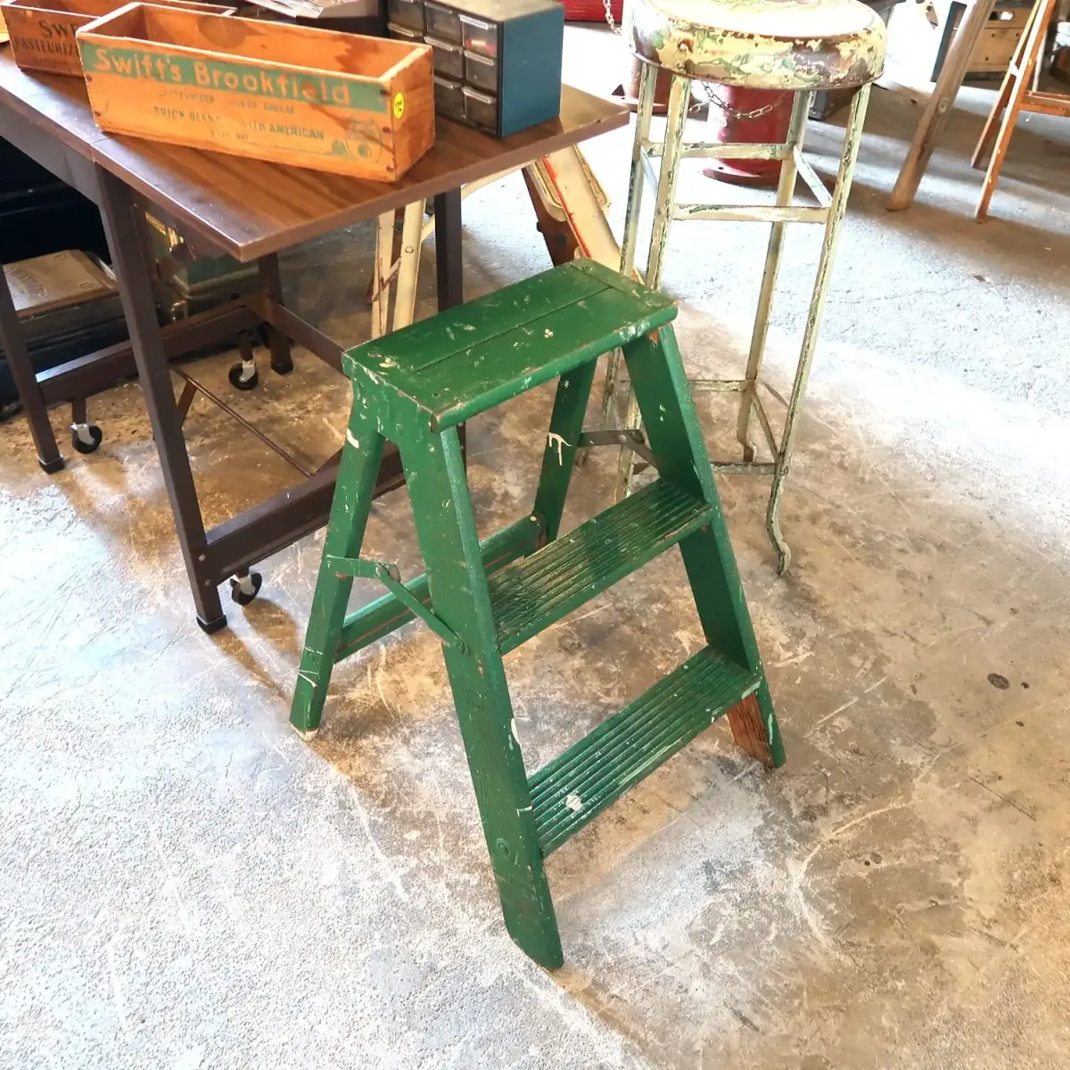 ビンテージ ウッドステップラダー