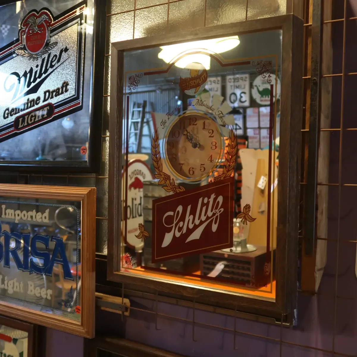 Schlitz ビンテージ パブミラークロック