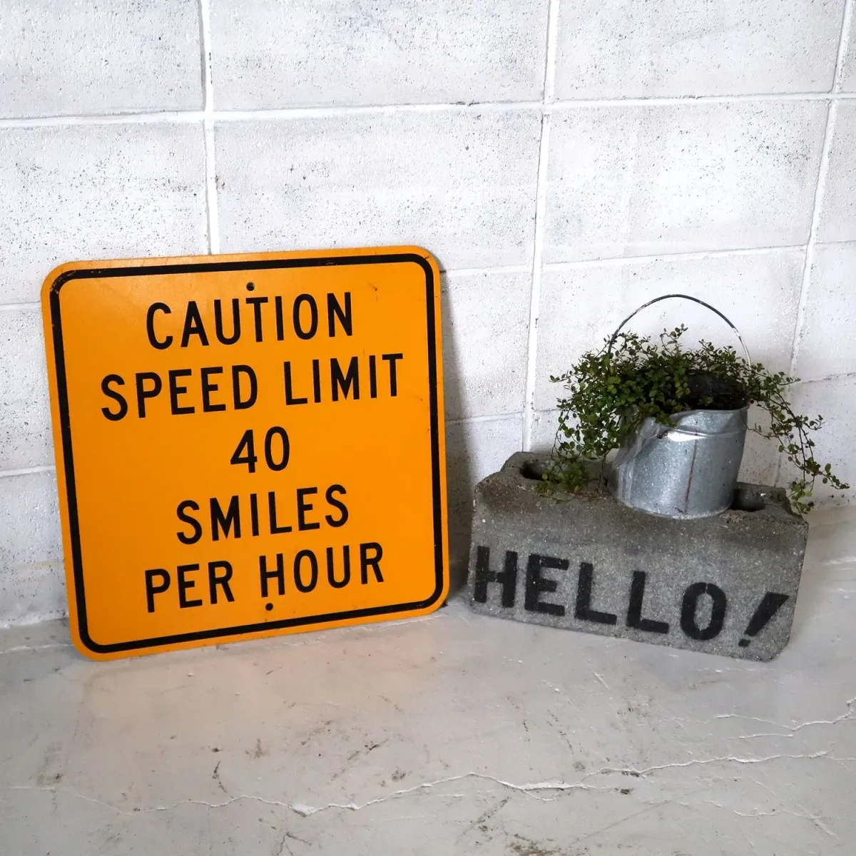 CAUTION SPEED LIMIT メタルサイン