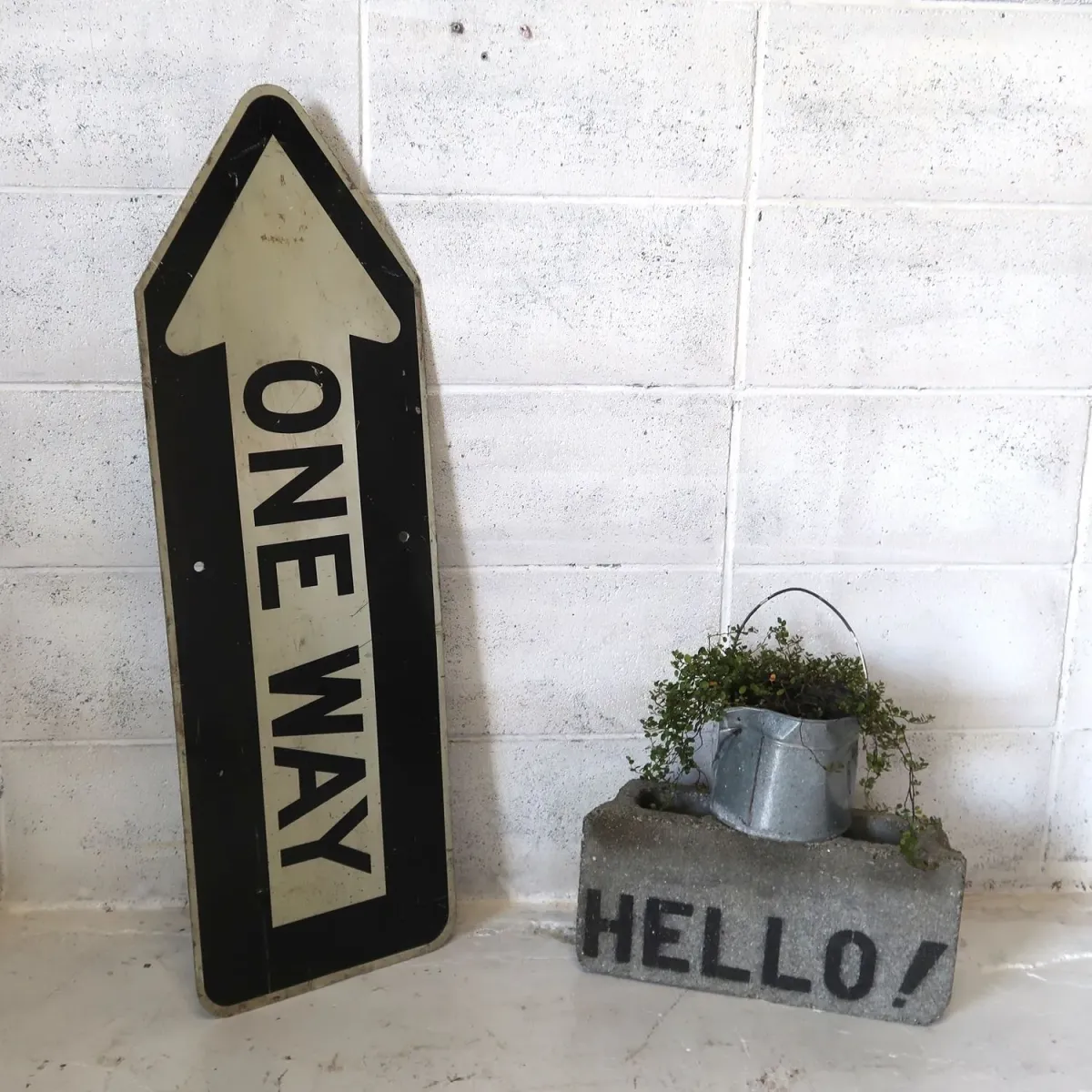 ONE WAY ビンテージ ロードサイン