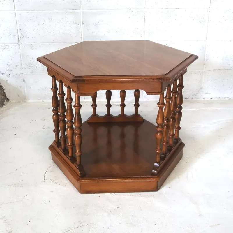 Ethan Allen アンティーク サイドテーブル 六角形