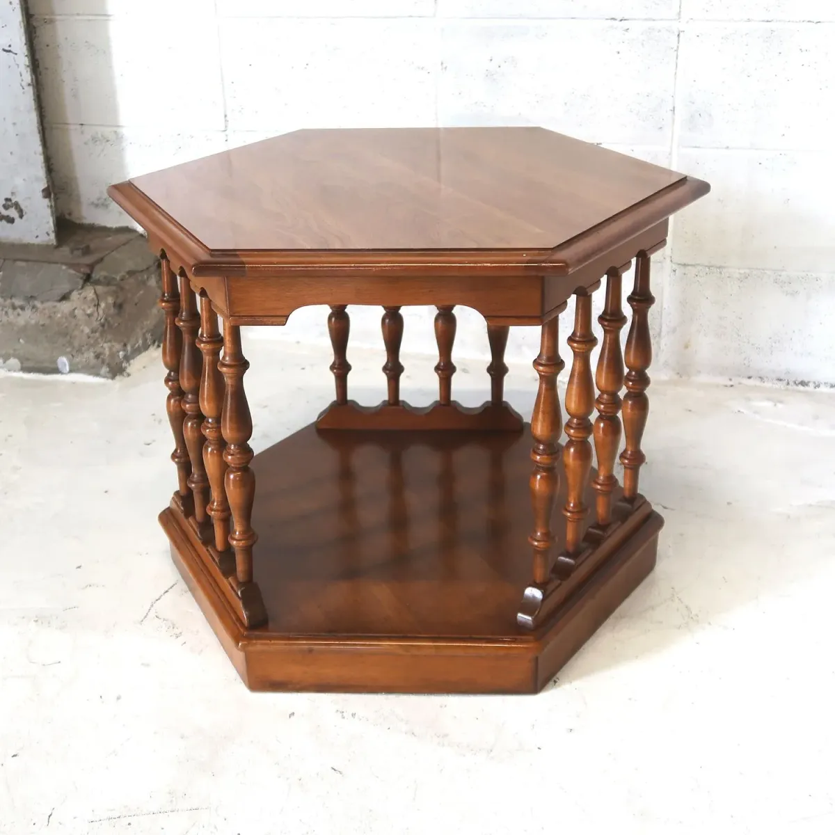 Ethan Allen アンティーク サイドテーブル 六角形
