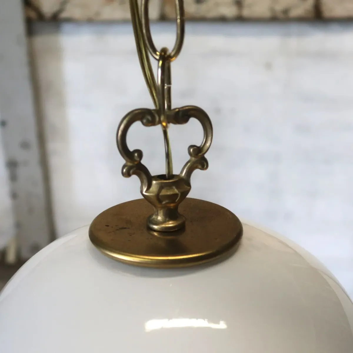 アンティーク ミルクガラス ペンダントランプ