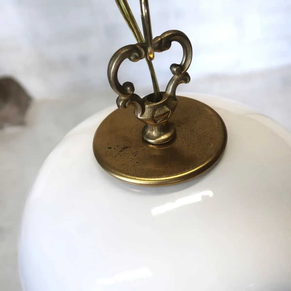 アンティーク ミルクガラス ペンダントランプ