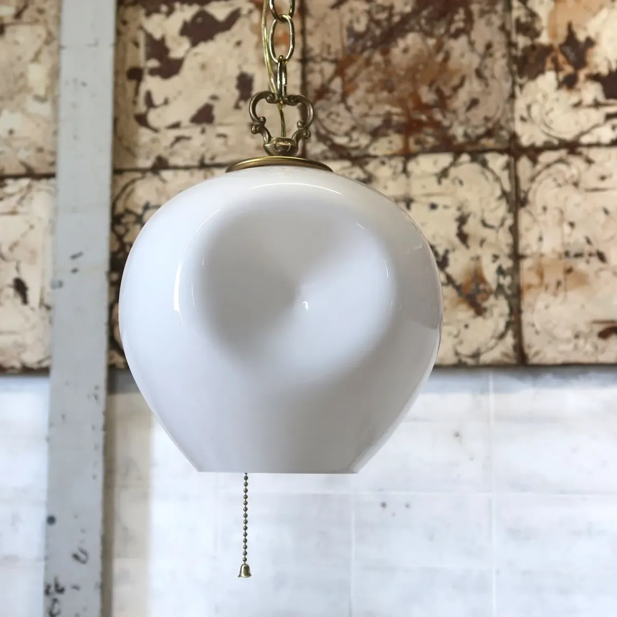 アンティーク ミルクガラス ペンダントランプ