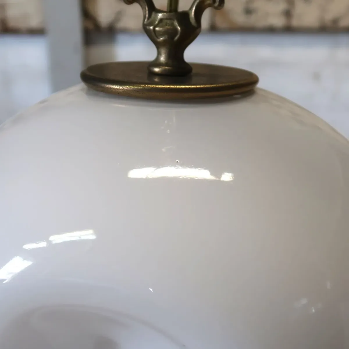 アンティーク ミルクガラス ペンダントランプ