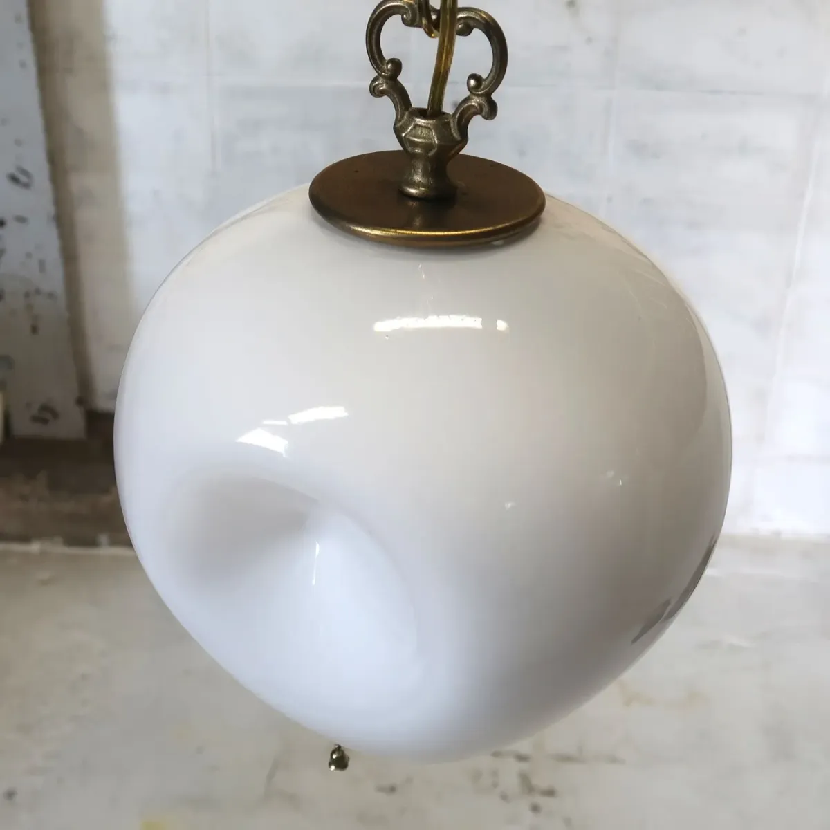 アンティーク ミルクガラス ペンダントランプ