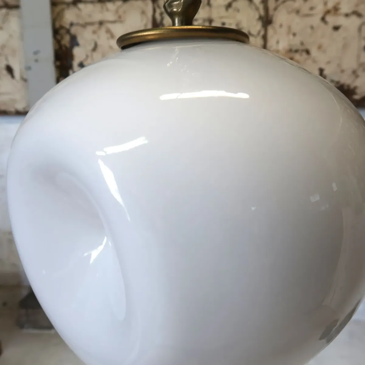 アンティーク ミルクガラス ペンダントランプ