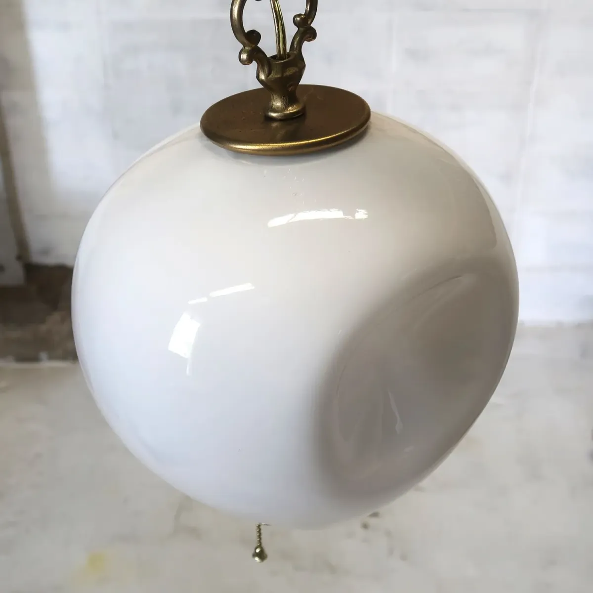 アンティーク ミルクガラス ペンダントランプ