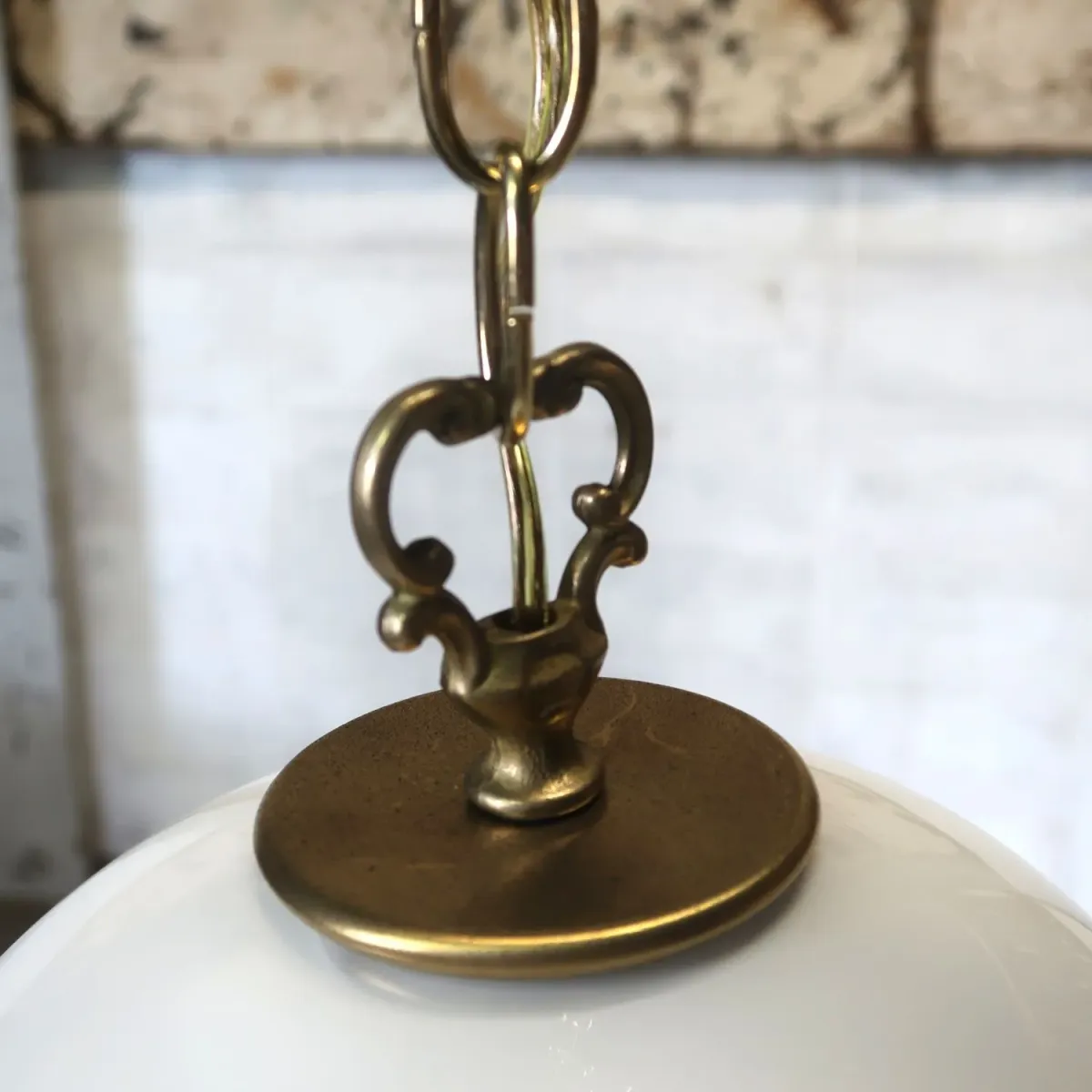 アンティーク ミルクガラス ペンダントランプ