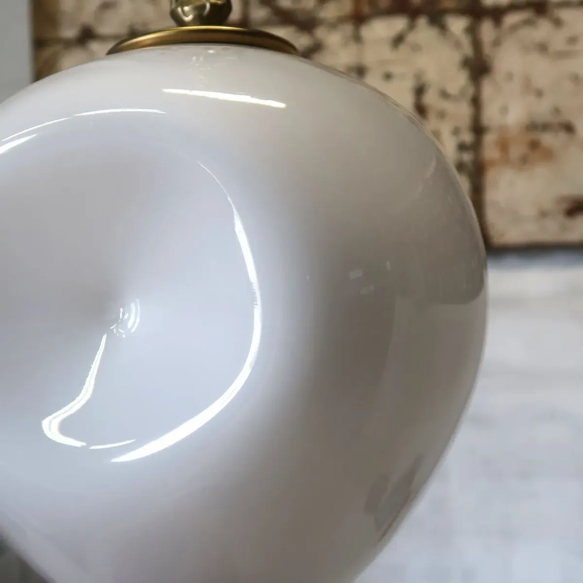 アンティーク ミルクガラス ペンダントランプ