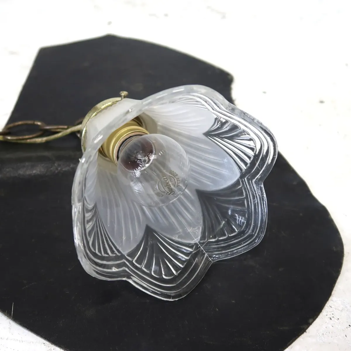 アンティーク フロスト×クリアガラス ペンダントランプ