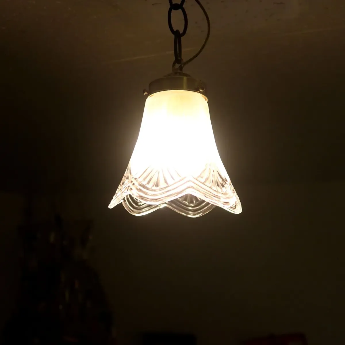アンティーク フロスト×クリアガラス ペンダントランプ